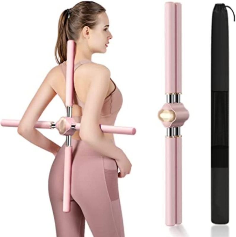 Photo 1 of Back Straightener Posture Corrector with Storage Bag and workbook provided for exercices. Yoga Sticks Stretching Tool. Retractable Design for Adult and Child, Women and Men. Back or Neck Pain.
