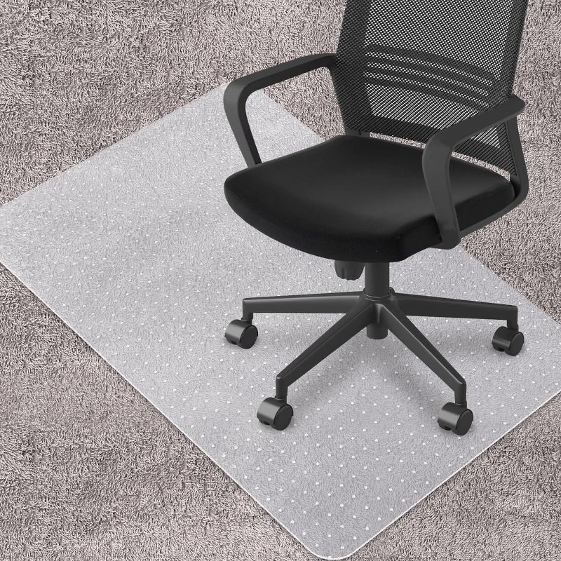 Photo 1 of Office Chair Mat for Carpeted Floors, Desk Mats 48"X30" for Rolling Desk on Low and Medium Pile Carpets, Small Computer Gaming Plastic Floor Mats for Office Chair on Carpet, Easy Glide Without Curling