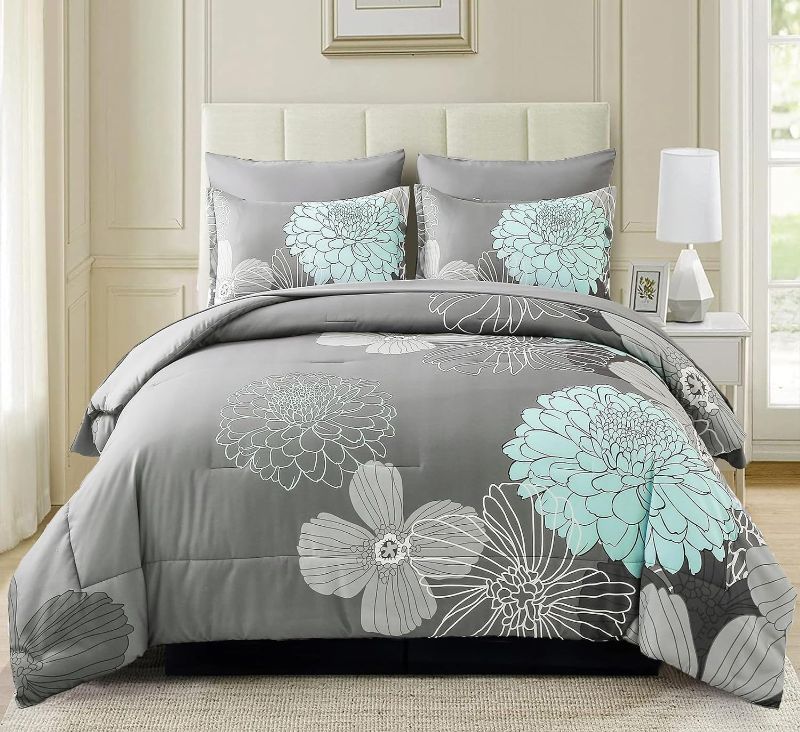 Photo 1 of Yiran 7 Pieces Bed in a Bag Floral Comforter Set Queen Flowers Bedding Set Soft Microfiber Comforter Sets with 1 Comforter 1 Flat Sheet 1 Fitted Sheet 2 Pillowshams and 2 Pillowcases
*not exact picture*
