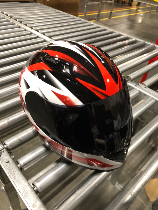 Photo 3 of VCAN VX Lightweight Full Face Motorcycle Street Bike Helmet with Extra Tinted Visor, Coolmax Technology & OTG Ready, DOT & ECE 22.05 Approved GLOSS BLACK STREAM RED Medium