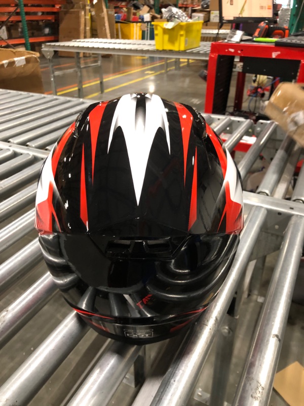 Photo 1 of VCAN VX Lightweight Full Face Motorcycle Street Bike Helmet with Extra Tinted Visor, Coolmax Technology & OTG Ready, DOT & ECE 22.05 Approved GLOSS BLACK STREAM RED Medium