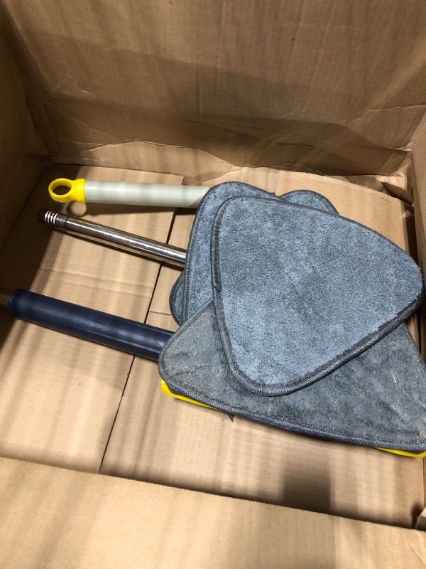 Photo 1 of 360° Rotatable Adjustable Cleaning Spin Mop,Triangle Mop with Long Handle, Professional Long Window Squeegee Mop,6 Reusable Washable Mop Padsmops for Floor/Ceiling/Corner/Glass Cleaning/Car (Blue)