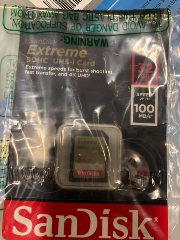 Photo 2 of SanDisk 32GB Extreme SDHC UHS-I Memory Card - C10, U3, V30, 4K, UHD, SD Card - SDSDXVT-032G-GNCIN 32GB Memory Card Only