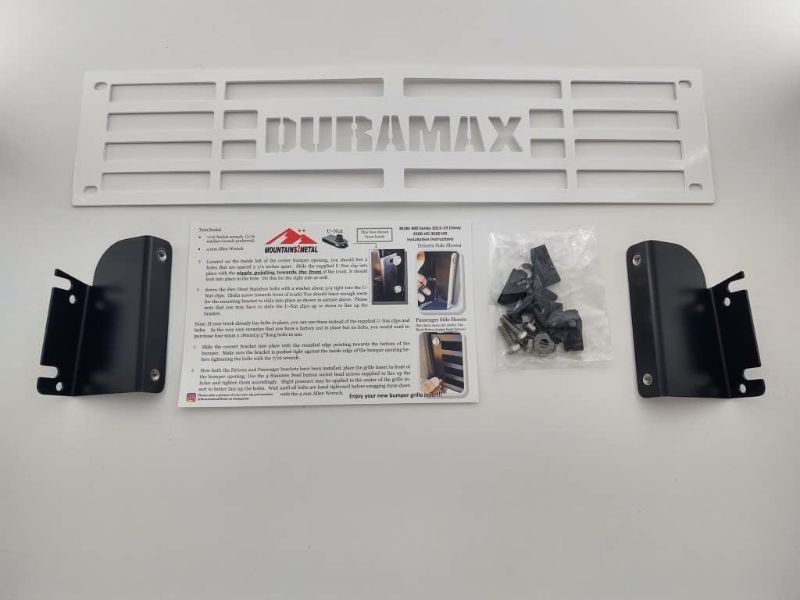 Photo 1 of Mountains2Metal "Duramax" Powder Coated WHITE Stainless Steel Compatible with 2015-2019 Chevy Silverado 2500 3500 HD M2M #400-60-1-W
