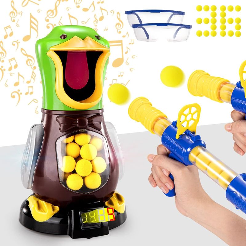 Photo 1 of Babyhome Duck Shooting Toys for Kids 3-5 Years, 2 Packs of Toy Foam Blasters with Movable Target, Interactive Competition Game Gift for Boys and Girls Ages 6 7 8 9+ Years Old
