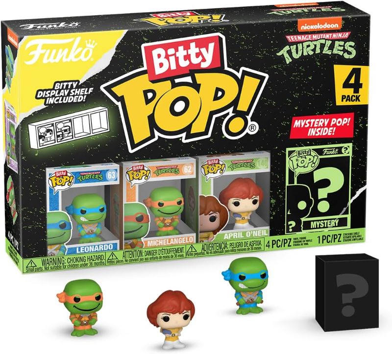 Photo 1 of Funko Bitty Pop! Teenage Mutant Ninja Turtles Mini Collectible Toys - Leonardo, Michelangelo, April O'Neil & Mystery Chase Figure (Styles May Vary) 8-Pack
