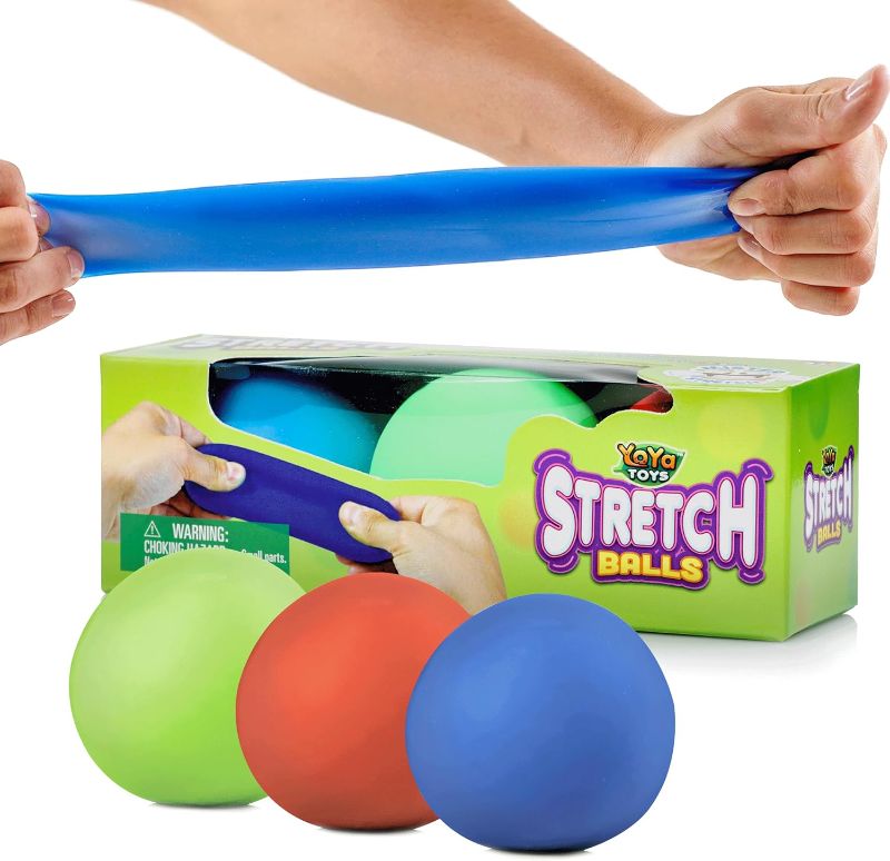 Photo 1 of YoYa Toys Pull, Stretch and Squeeze Stress Balls 3 Pack - Elastic Construction Sensory Balls - Ideal for Stress and Anxiety Relief, Special Needs, Autism, Disorders and More