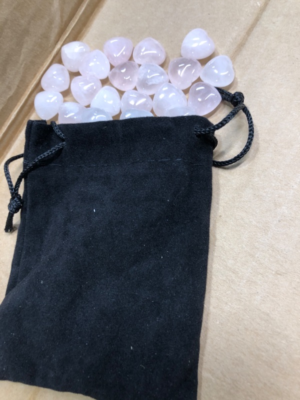 Photo 2 of Fumete 50 Pieces Natural Healing Crystal Rose Quartz Heart Palm Stone 0.6 Inch Heart Shaped Pocket Gemstone Heart Carved Palm Worry Stone Polished Pocket Palm Thumb Stone Reiki Balancing Worry Stone