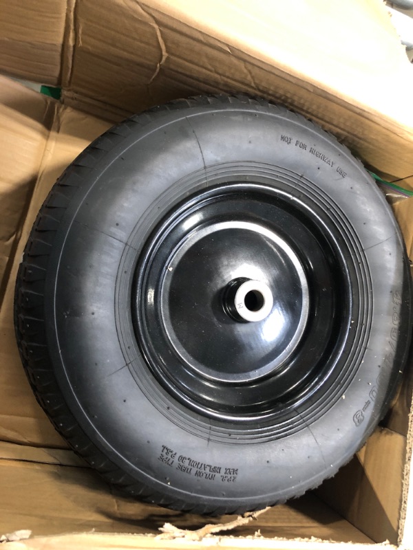 Photo 3 of 2-Pack 4.80/4.00-8" Pneumatic Wheelbarrow Wheel and Tires with 3"- 7" Center Hub and 5/8" Bushings for Wheelbarrow and Yard Cart Garden Wagon