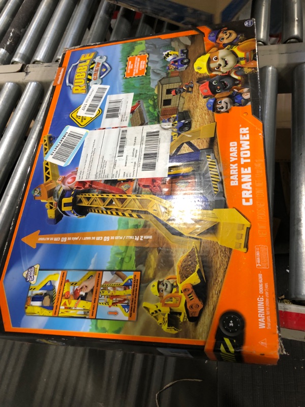 Photo 2 of Rubble & Crew, Bark Yard Crane Tower Playset with Rubble Action Figure, Toy Bulldozer & Kinetic Build-It Play Sand, Kids Toys for Boys & Girls 3+ (New) Crane Tower Playset