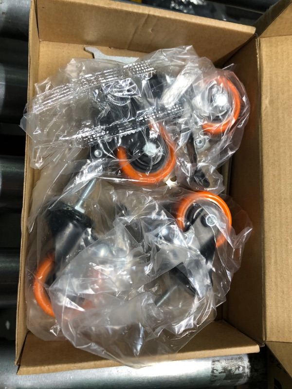 Photo 3 of 2 Inch Caster Wheels, Threaded Stem Casters Set of 4 Heavy Duty, 1/4"-20x1" (Screw Diameter 1/4", Stem Length 1"), Safety Dual Locking Industrial Castors, Wheels for Cart, Furniture 2 inch 1/4"-20x1"