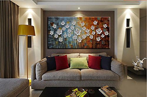 Photo 1 of *SIMILAR ITEM* YaSheng Art - 3D Abstract Art Oil Paintings on Canvas Texture Silver Gray Color Abstract Artwork Modern Home Decor Canvas Wall Art Ready to Hang for Living Room Bedroom 3X2.