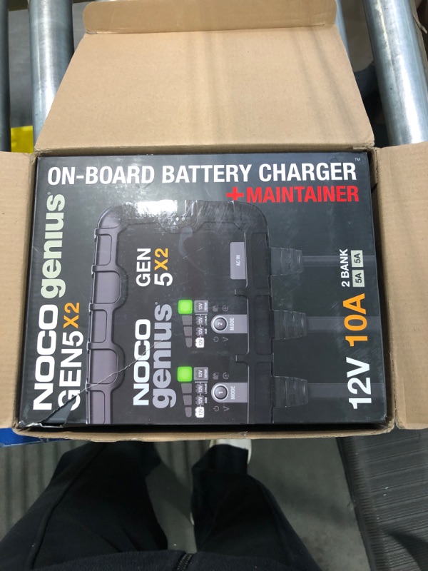 Photo 2 of NOCO Genius GEN5X2, 2-Bank, 10A (5A/Bank) Smart Marine Battery Charger, 12V Waterproof Onboard Boat Charger, Battery Maintainer and Desulfator for AGM, Lithium (LiFePO4) and Deep-Cycle Batteries