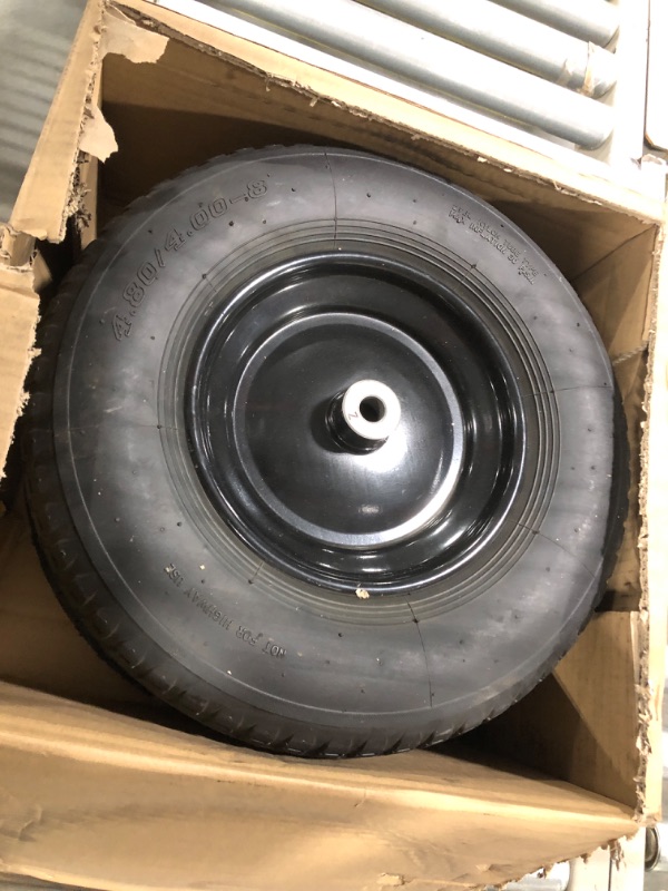 Photo 3 of 2-Pack 4.80/4.00-8" Pneumatic Wheelbarrow Wheel and Tires with 3"- 7" Center Hub and 5/8" Bushings for Wheelbarrow and Yard Cart Garden Wagon