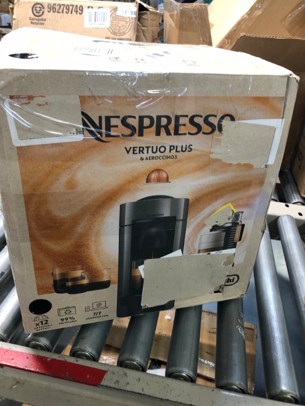 Photo 2 of **Milk Frother is missing** Nespresso VertuoPlus Coffee and Espresso Machine by De'Longhi, Grey Machine + Aero Gray