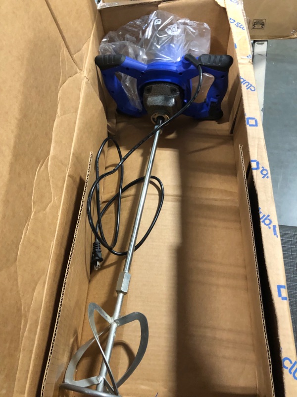 Photo 1 of 2600W Portable Electric Cement Mixer, 6 Speed Handheld Mixer Stirring Tool for Mixing Grout Paint Mortar Mud Plaster, with M14 Threaded Rod, Handheld Concrete Mixer Paddle Drill with Locking Button