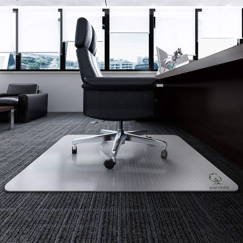 Photo 1 of Heavy Duty Chair Mats for Carpet Floor,36”X 48”Slip Resistant Office and Computer Under Desk Protector,Transparent Rectangular Collapsible Chair Mat with Nails,No Divot Plastic Rolling Computer Mats

