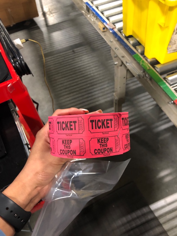 Photo 2 of 1000 Tacticai Raffle Tickets, Red (8 Color Selection), Double Roll, Ticket for Events, Entry, Class Reward, Fundraiser & Prizes A - Double Roll - 1,000 Tickets - Keep - Red