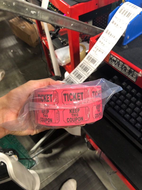 Photo 3 of 1000 Tacticai Raffle Tickets, Red (8 Color Selection), Double Roll, Ticket for Events, Entry, Class Reward, Fundraiser & Prizes A - Double Roll - 1,000 Tickets - Keep - Red