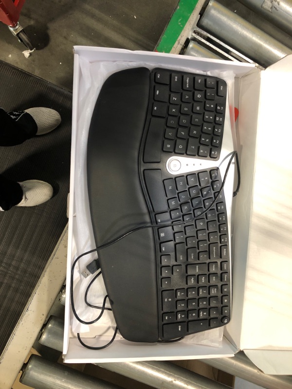 Photo 2 of Nulea Ergonomic Keyboard, Wired Split Keyboard with Pillowed Wrist and Palm Support, Featuring Dual USB Ports, Natural Typing Keyboard for Carpal Tunnel, Compatible with Windows/Mac