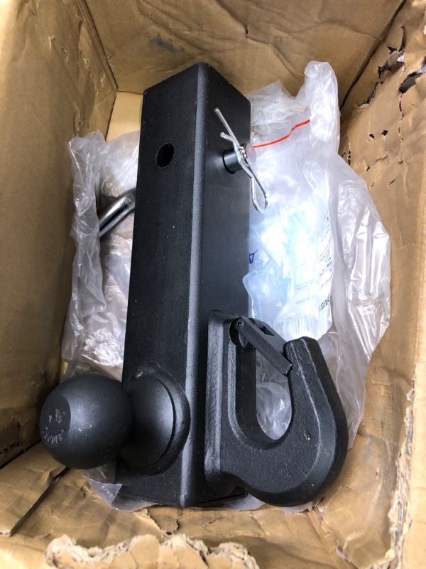 Photo 1 of LOCAME Tri-Ball Trailer Hitch Ball Mount with Hook, Fits 2.5-Inch Receiver, 1-7/8", 2", 2-5/16" Ball Hitch, 18500 LBS GTW-Tow Hitch for Heavy Duty Truck, Black, LC0041 2.5-Inch Tri-Ball with Hook