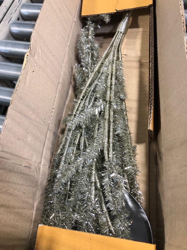 Photo 3 of 40 Inch Tinsel Christ mas Tree Antique Silver - 3.33 Foot Tinsel Pine Tree