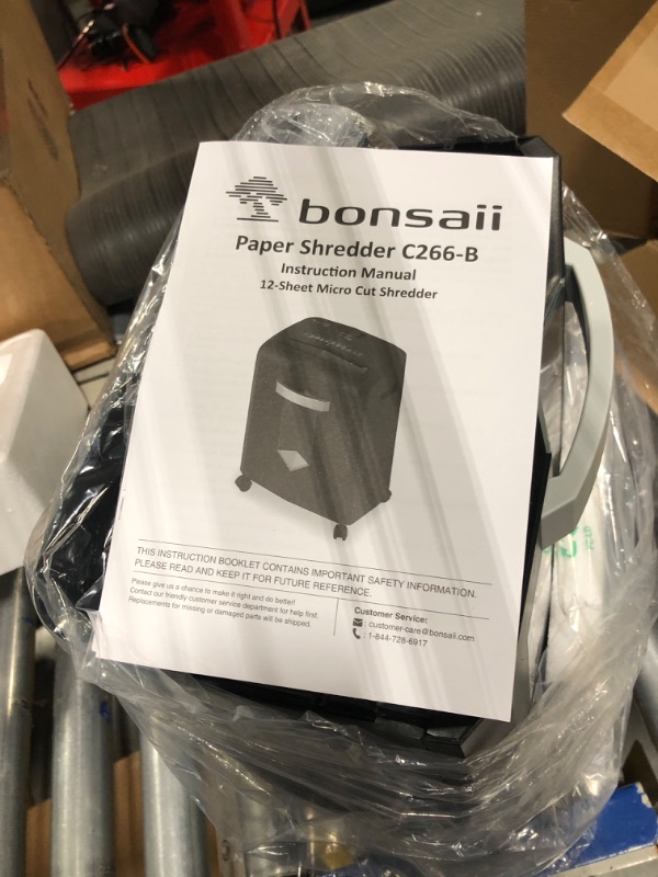 Photo 5 of Bonsaii 12-Sheet Micro Cut Shredders for Home Office, 60 Minute P-4 Security Level Paper Shredder for CD, Credit Card, Mails, Staple, Clip, with Jam-Proof System & 4.2 Gal Pullout Bin C266-B 1 2 Sheet-60Mins(New)