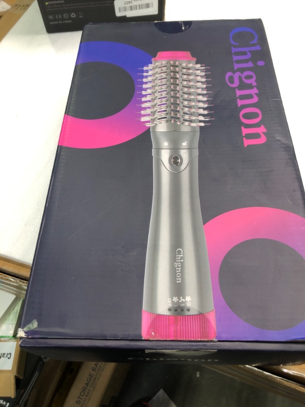 Photo 1 of Hair Dryer Brush and Volumizer Styler, Hot Air Brush, Negative Ionic Electric Hair Curler Straightener Brush, Detachable & Interchangeable Brush Head Attachment, for Straightening Curling Drying Grey+pink
