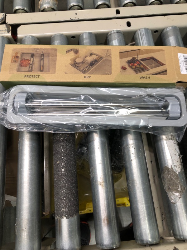 Photo 1 of JASIWAY Roll Up Dish Drying Rack, Expandable 304 Stainless Steel Portable Over The Sink Dish Drainer for Kitchen Sink Counter, Foldable Sink Cover with Removable Utensil Holder(12.8"-23.3") Silver Expandable 23.3" x 12.8"