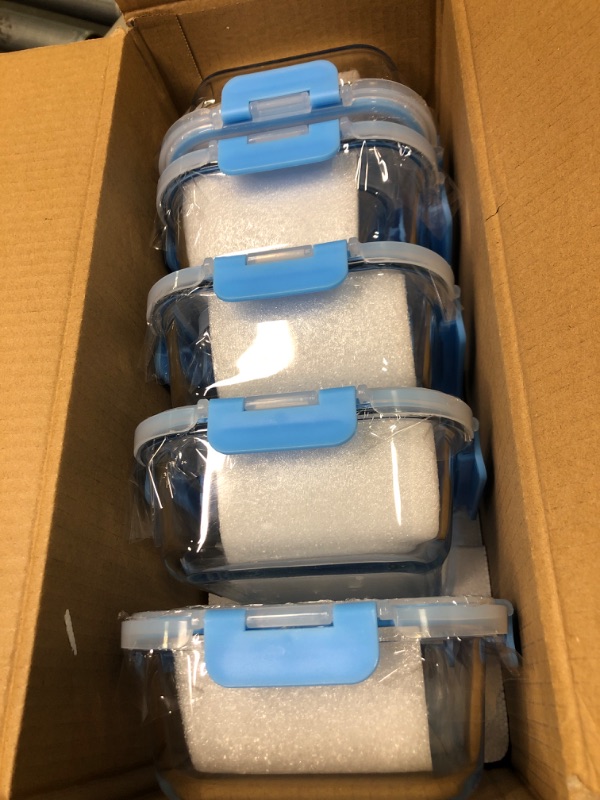 Photo 2 of UMEIED 10 Pack Glass Food Storage Containers with Lids Leakproof, Airtight Glass Meal Prep Containers For Lunch, On The Go, Leftover, Dishwasher Safe Blue