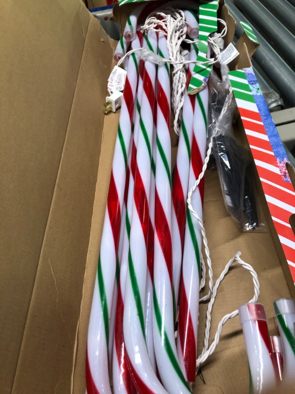 Photo 2 of 26'' Christmas Candy Cane Lights Outdoor Pathway, Set of 10 Christmas Candy Cane Markers Waterproof, Light Up Xmas Candy Cane Decoration with Stakes for Patio, Garden, Walkway, Red&Green Red & Green 26 inch-10Pcs