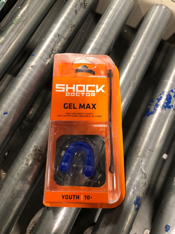 Photo 2 of Shock Doctor Gel Max Mouth Guard, Heavy Duty Protection & Custom Fit, Adult & Youth Non-flavored Blue Youth