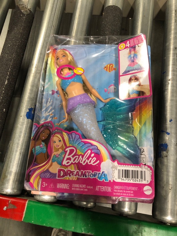 Photo 2 of Barbie Mermaid Doll with Water-Activated Twinkle Light-Up Tail, Dreamtopia Mermaid Toys, Pink-Streaked Hair????