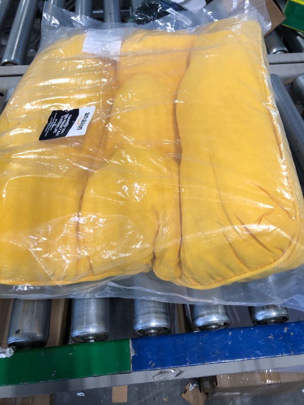 Photo 2 of  Outdoor Chair Cushions, Waterproof Tufted Overstuffed U-Shaped Memory Foam Seat Cushions for Patio Funiture, 19" x 19" x 5", Yellow