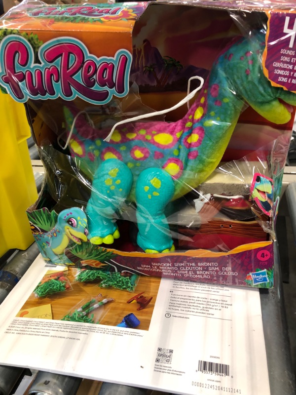 Photo 2 of FurReal Snackin' Sam The Bronto, Interactive Pets, 40+ Sounds and Reactions, Electronic Pets, Plush Dinosaur Toys for 4 Year Old Girls and Boys