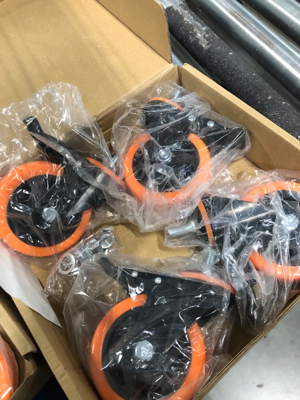 Photo 3 of 4 Inch Caster Wheels 2200Lbs, Threaded Stem Casters Set of 4 Heavy Duty, 1/2"-13 x 1" (Screw Diameter 1/2", Stem Length 1"), Safety Dual Locking Industrial Castors, Wheels for Cart, Furniture 4 inch 1/2"-13x1"