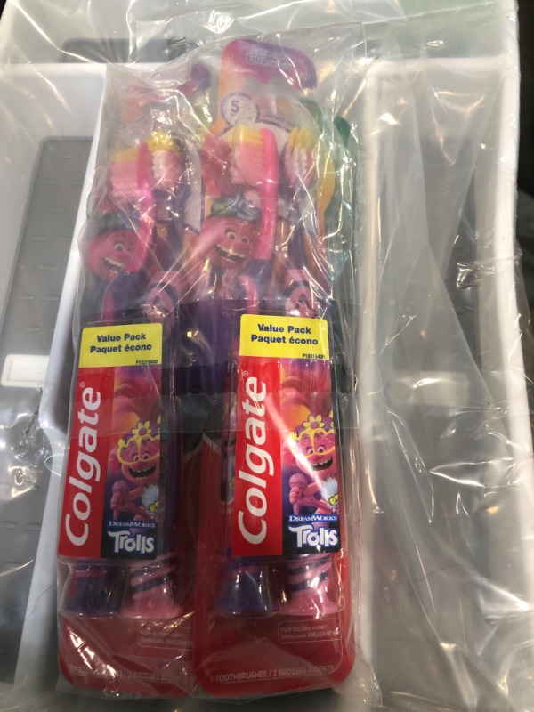 Photo 2 of 4 pcs
Colgate Kids Toothbrush, Trolls Value Pack, Extra Soft, 2 Count
