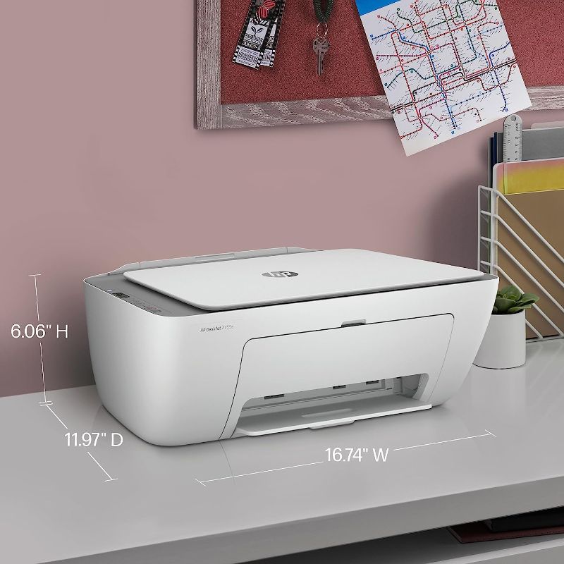 Photo 1 of HP DeskJet 2755e Wireless Color All-in-One Printer, white