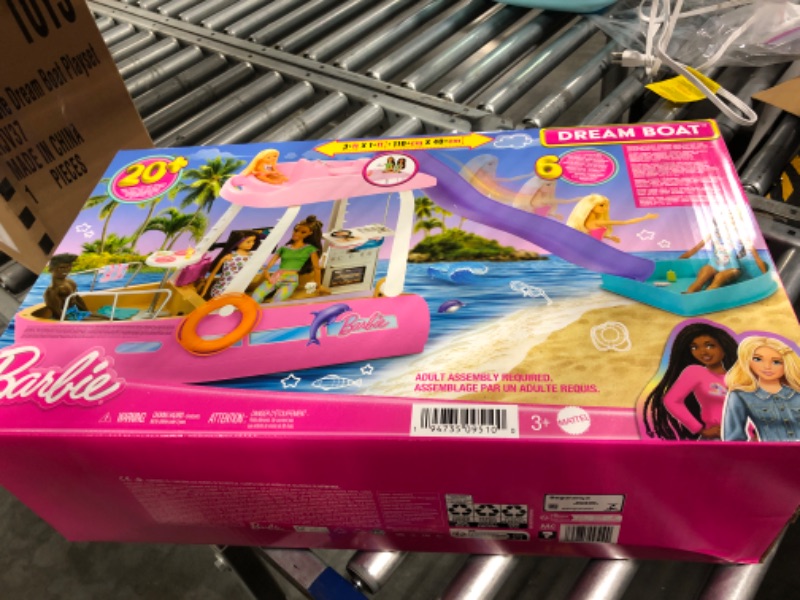 Photo 3 of Barbie Toy Boat Playset, Dream Boat with 20+ Pieces Including Pool, Slide & Dolphin, Ocean-Themed Accessories