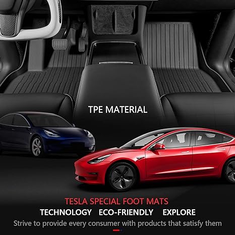 Photo 1 of Maysoo Tesla Model Y Floor Mats, Tesla Model Y 5-Seat 2020-2023 Accessories, All Weather Floor Mat Front Rear Cargo Liner Mat, Heavy Duty Floor Mats (Set of 6) Model Y floor mats (set of 6)