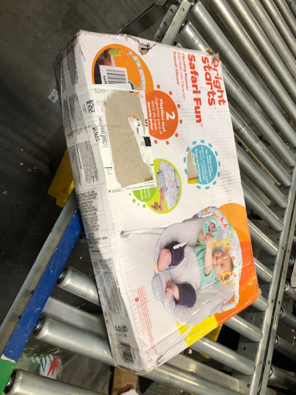 Photo 1 of Bright Starts Safari Fun 3-Point Harness Vibrating Baby Bouncer with Toy bar
