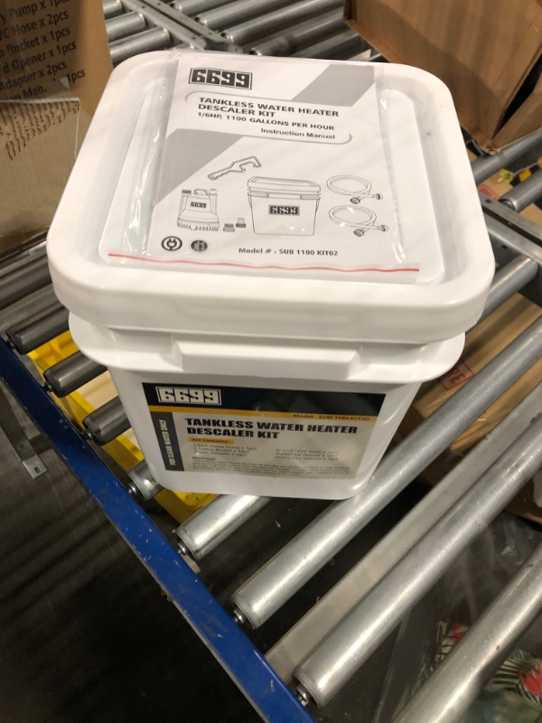 Photo 3 of 6699 Tankless Water Heater Flushing Kit Includes 1/6HP Submersible Sump Pump with Two Adapters & 3 Gallons Pail with Bucket Lid Opener & Two 1/2” Dia X 6’ PVC Hoses with Washers