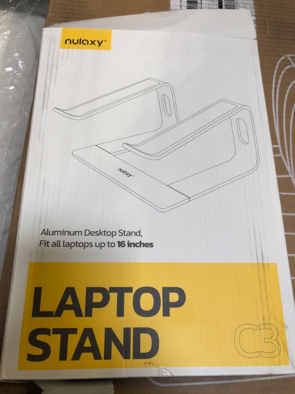 Photo 1 of Nulaxy Laptop Stand, Ergonomic Aluminum Laptop Computer Stand, Detachable Laptop Riser Notebook Holder Stand Compatible with MacBook Air Pro, Dell XPS, HP, Lenovo More 10-15.6” Laptops B-Grey
