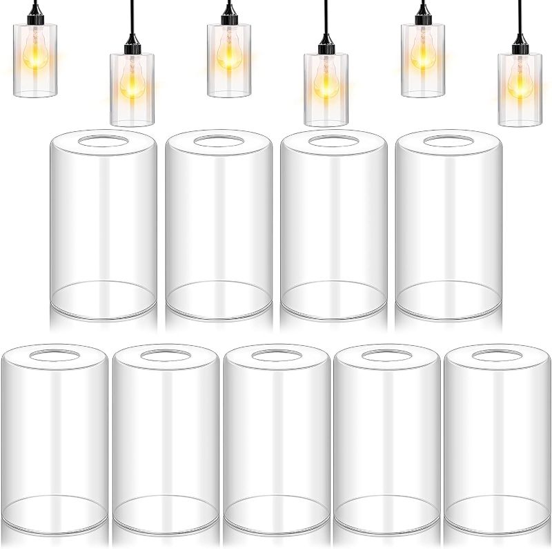 Photo 1 of 9 Pcs Clear Glass Shade Light Fixture Replacement, 5.5 Inch High, 3.54 Inch Diameter, 1.65 Inch Fitter, Small Cylinder Lamp Shade Cover for Pendant Lights Table Floor Lamp Chandeliers Sconces
