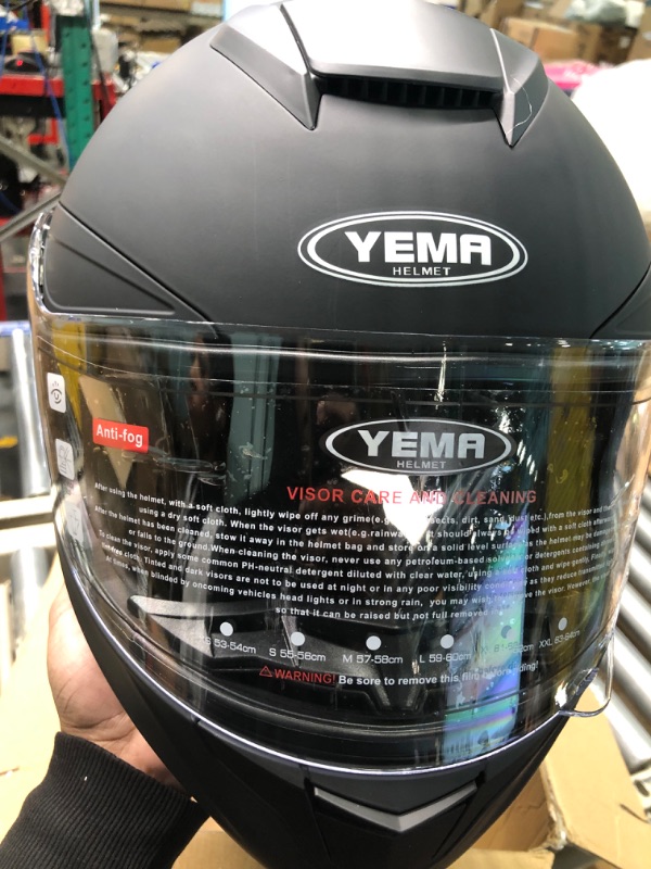 Photo 3 of Motorcycle Full Face Helmet DOT Approved - YEMA YM-831 Motorbike Moped Street Bike Racing Crash Helmet with Sun Visor for Adult, Men and Women - Matte Black, XX-Large Matte Black XX-Large
