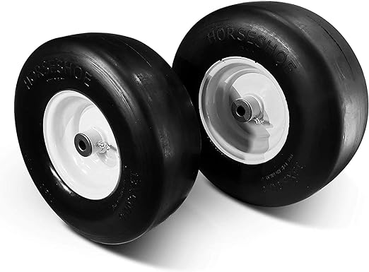 Photo 1 of 2 PCS Premium 13x5.00-6 Flat Free Tire and Wheel for Lawn Mowers & Zero Turn Mowers, with 3/4" & 5/8" Grease Bushing and 3.25"-5.9" Centered Hub, Solution for Commercial Grade Lawns, and Garden Turf