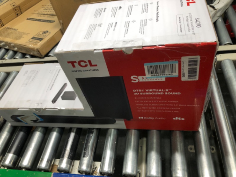 Photo 2 of TCL 2.1ch Sound Bar with Wireless Subwoofer (S4210, 2023 Model), Dolby Audio, DTS Virtual:X, Bluetooth, Voice Assistant Input, Wall Mount and HDMI Cable Included