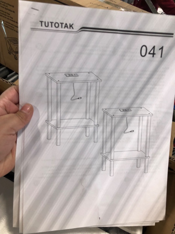 Photo 3 of TUTOTAK End Table with Charging Station, Set of 2, Side Table with USB Ports and Outlets, Nightstand, 2-Tier Storage Shelf, Sofa Table for Small Space, Living Room, Bed Room, TB01BB041 (Rustic Brown, 11.8" D x 15" W x 21.8" H)