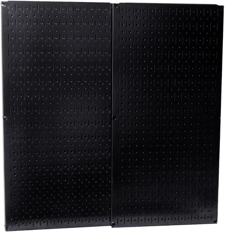 Photo 1 of ***ONLY ONE PEGBOARD***

Wall Control 30-P-3232B Black Metal Pegboard Pack - (2) 32" Tall x 16" Wide Black Pegboards