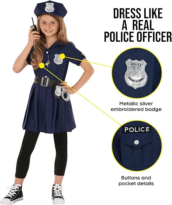 Photo 1 of Girl Police Officer Costume For Kids Girls Cop Costume For Girls Police Costume Kids Girl Blue Police Officer